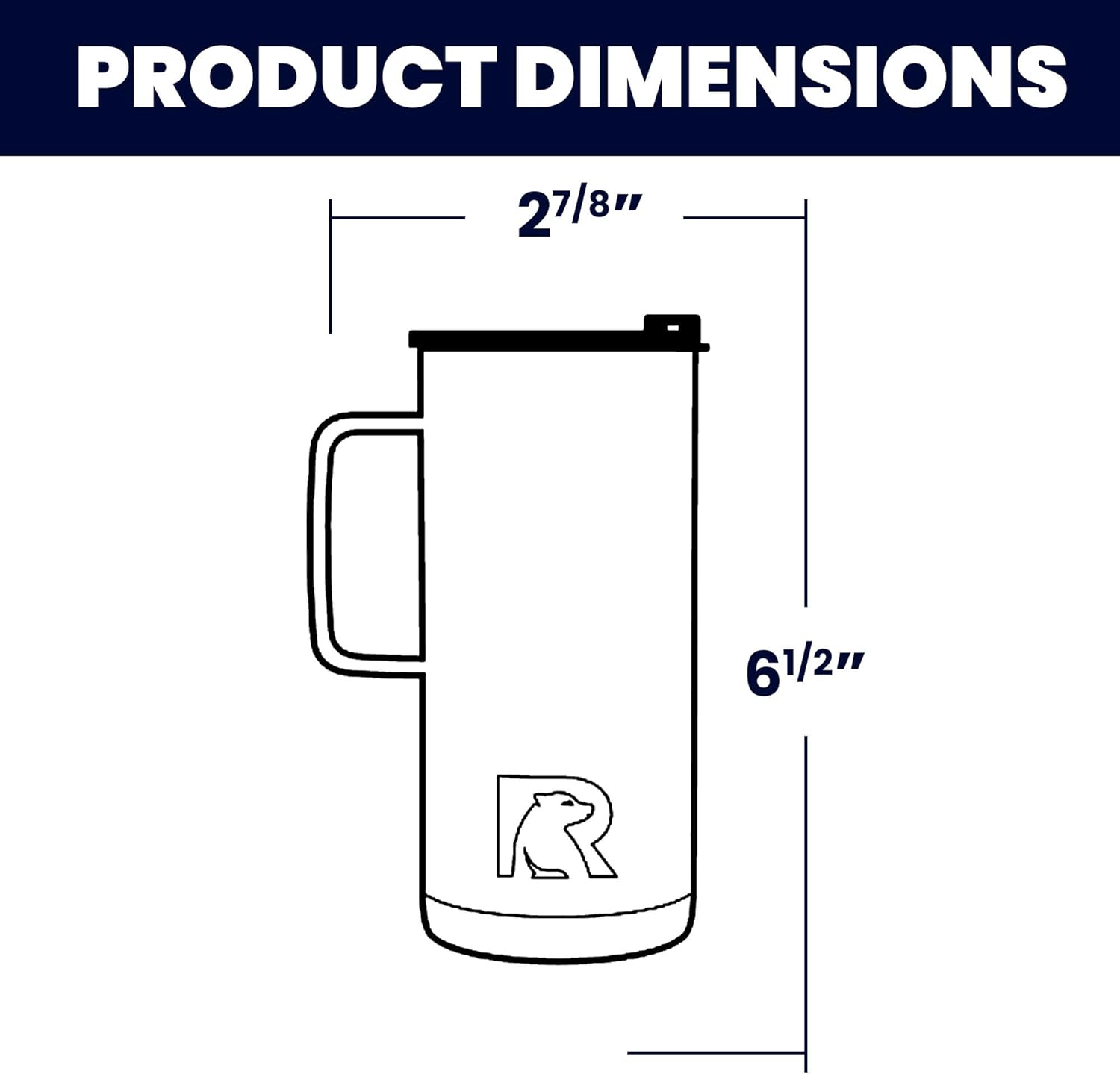 RTIC 16 oz Coffee Travel Mug with Lid and Handle, Stainless Steel Vacuum-Insulated Mugs, Leak, Spill Proof, Hot Beverage and Cold, Portable Thermal Tumbler Cup for Car, Camping, Freedom Blue Freedom Blue 16 Ounce