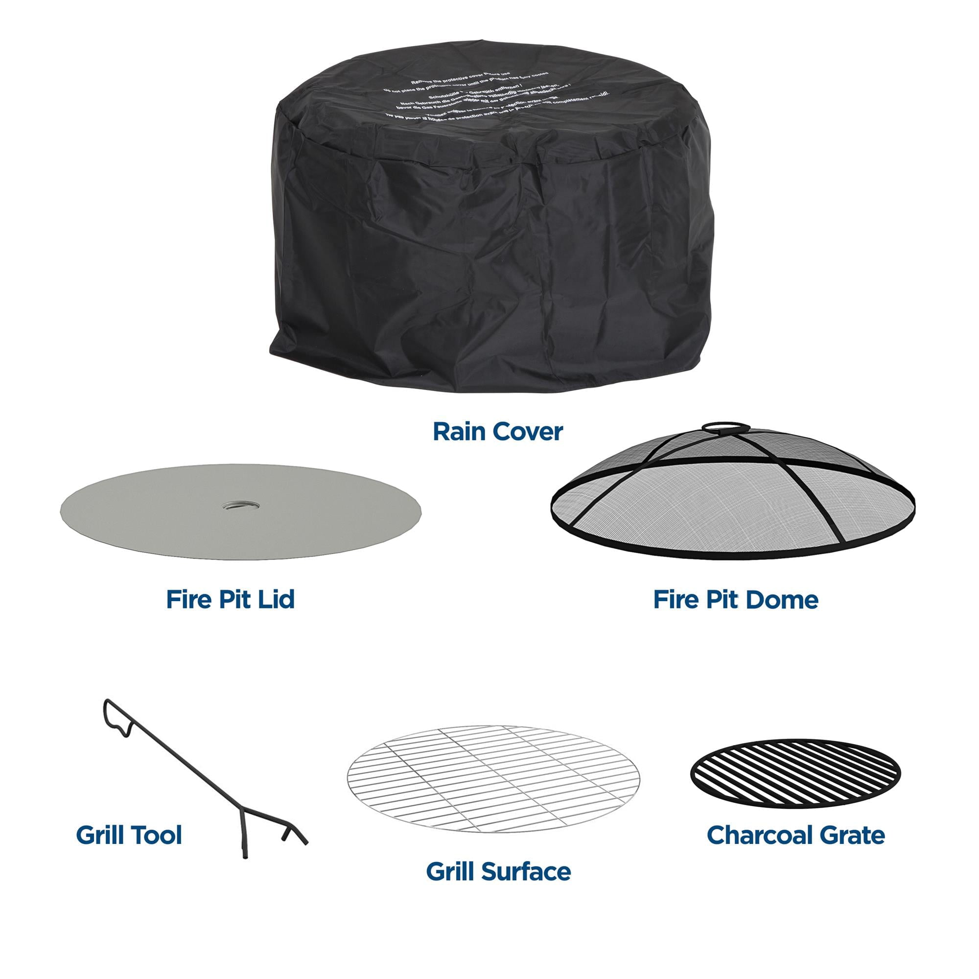 COSCO Outdoor 25" Geo Wood Burning Fire Pit with Rain Cover and Accessories, Ceramic, Gray