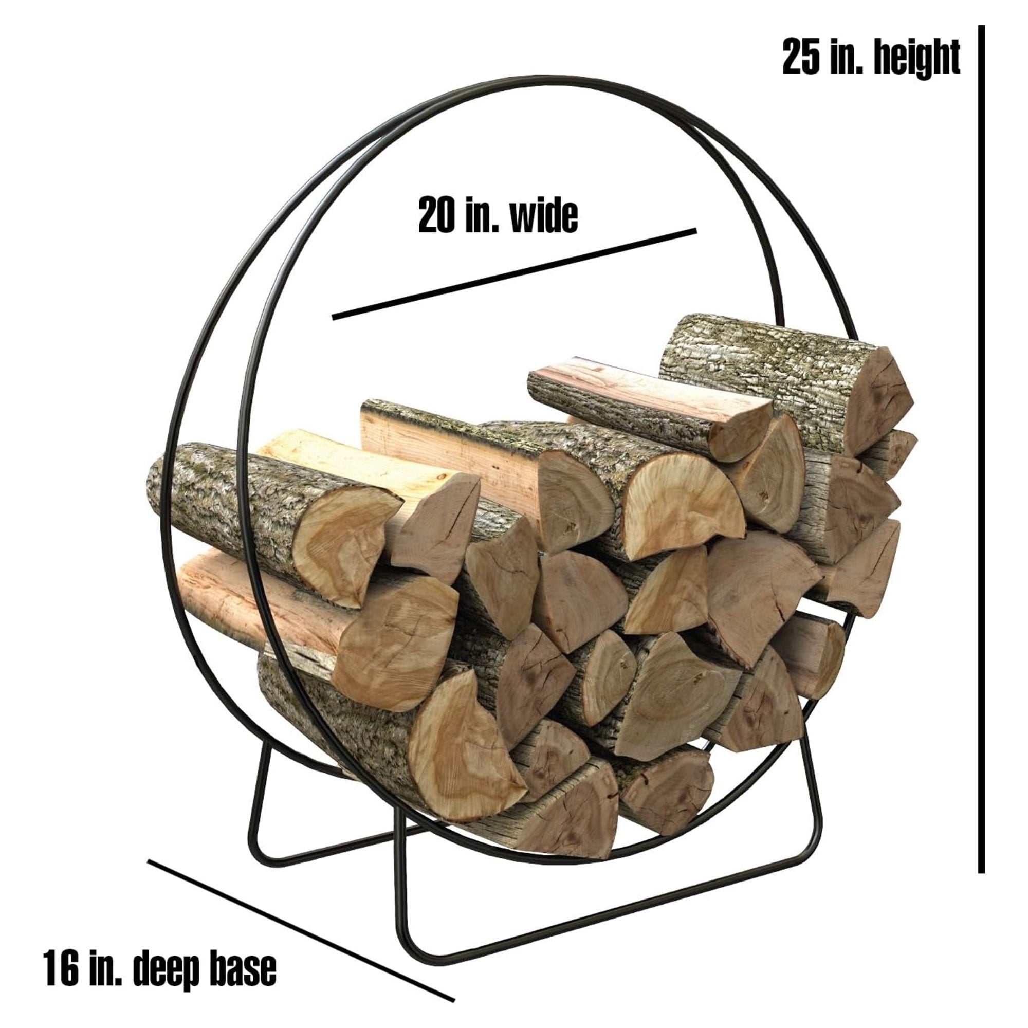 Panacea Open Hearth 20 Inch Tubular Log Hoop Firewood Rack, Black