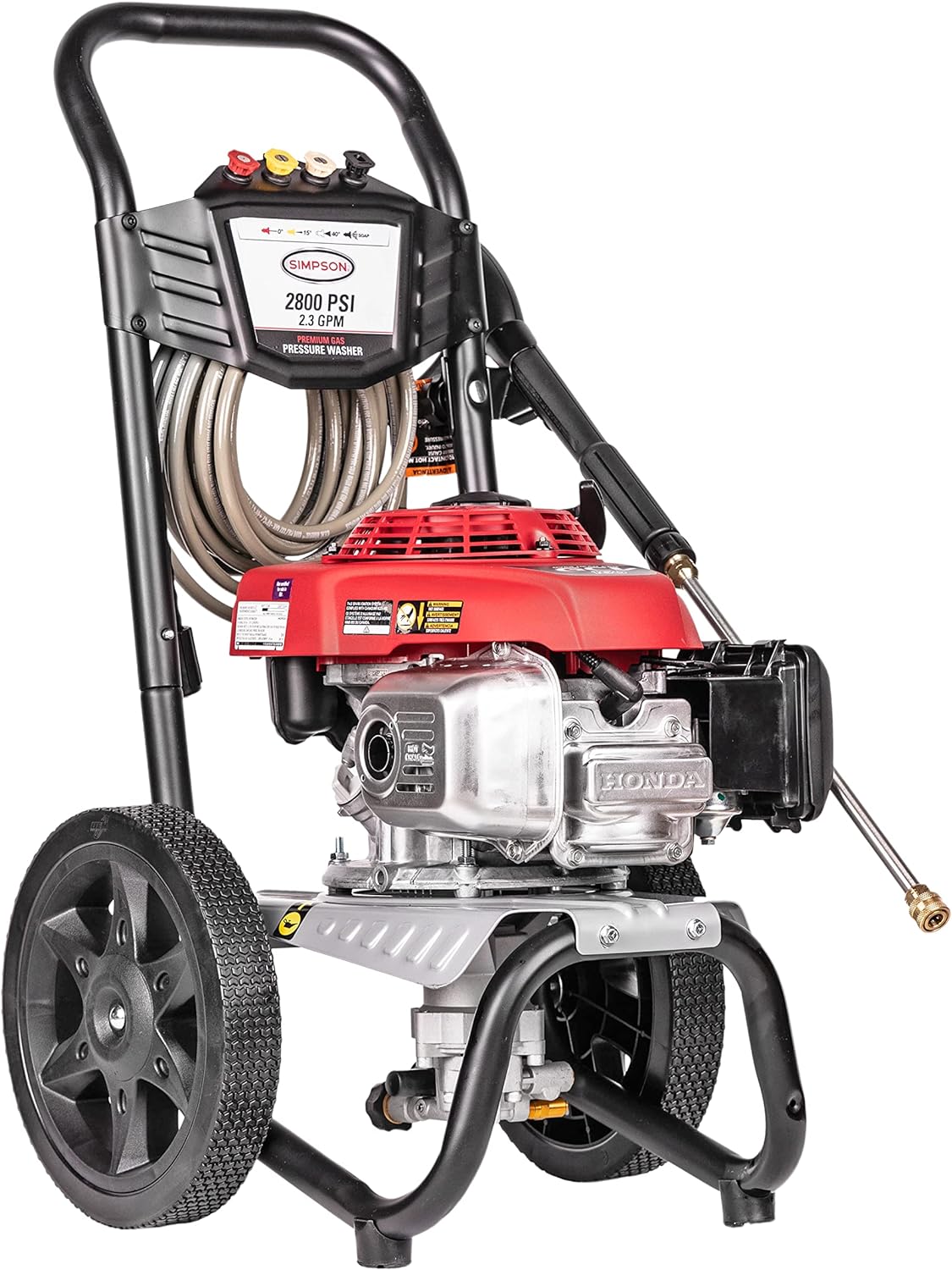 Simpson Cleaning MS60773 MegaShot 2800 PSI Gas Pressure Washer, 2.3 GPM, Honda GCV160 Engine, Includes Spray Gun and Extension Wand, 4 QC Nozzle Tips, 1/4-in. x 25-ft. MorFlex Hose, (Refurbished)