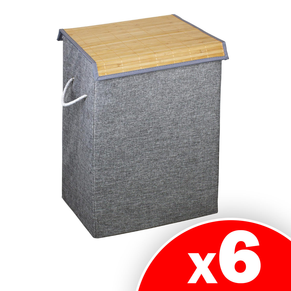 Brookstone Laundry Hamper w/ Bamboo Lid, 6 Pack