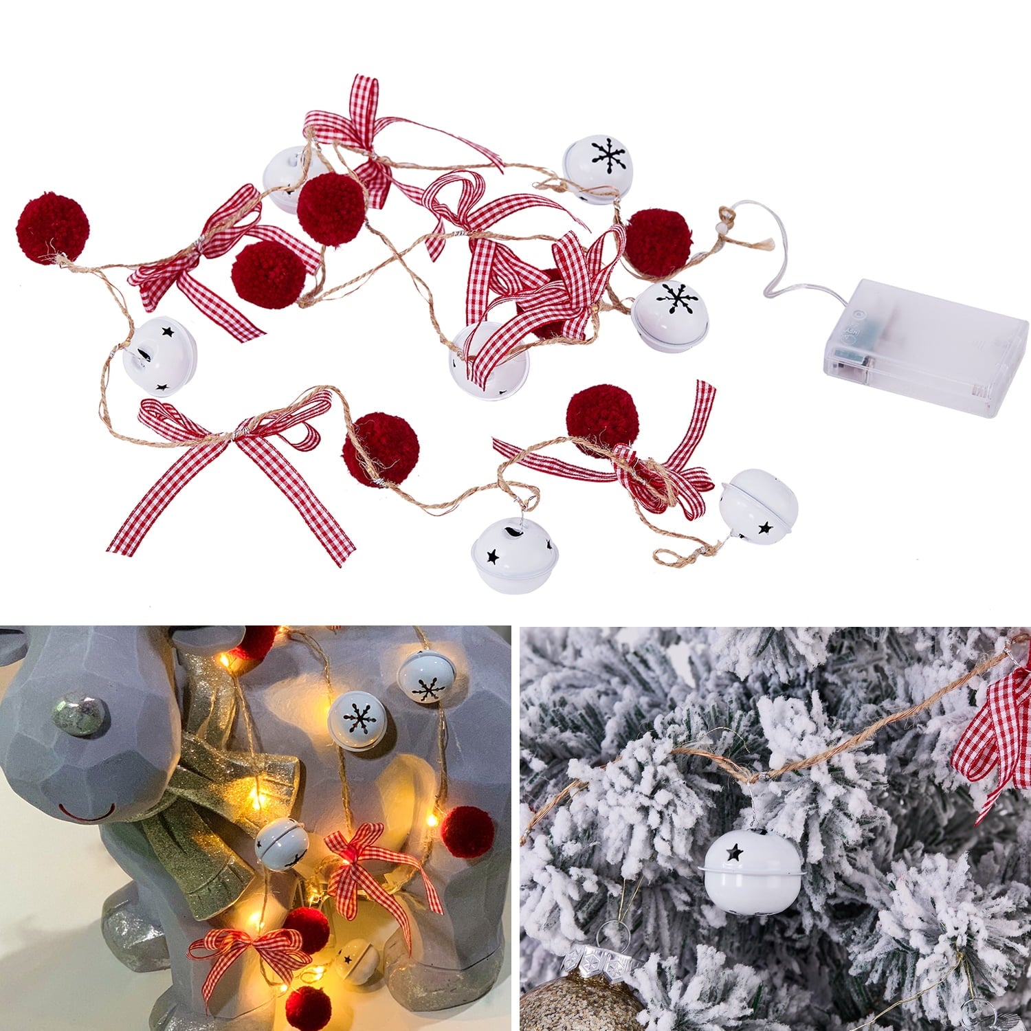 Bigtree Red and Warm White Led Jingle Bell Christmas String Lights