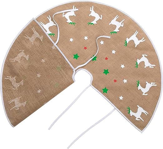 Joyin 48in Burlap Reindeer Tree Skirt, 36 Pack