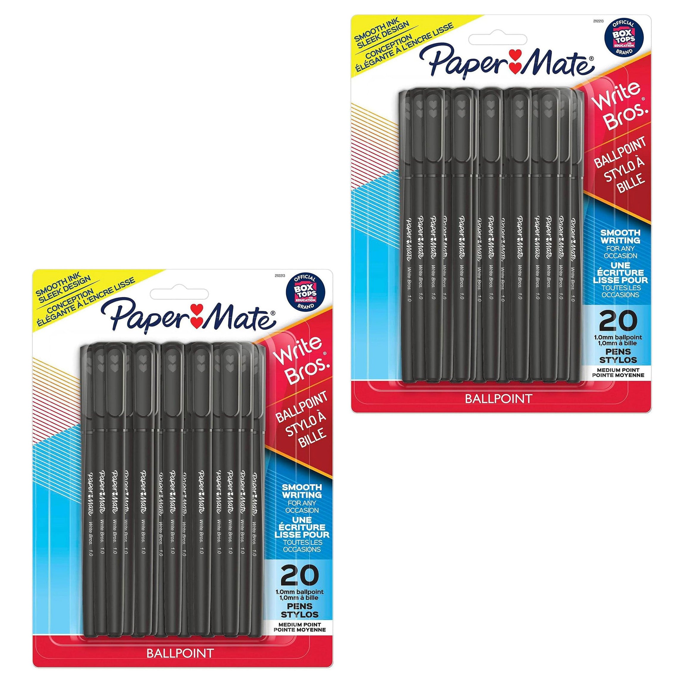 Paper Mate 40pk Ballpoint Pens Capped Write Bros 1.0mm Black