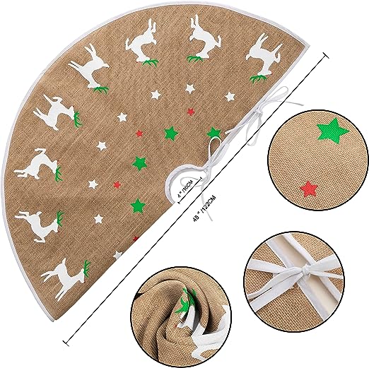 Joyin 48in Burlap Reindeer Tree Skirt, 36 Pack