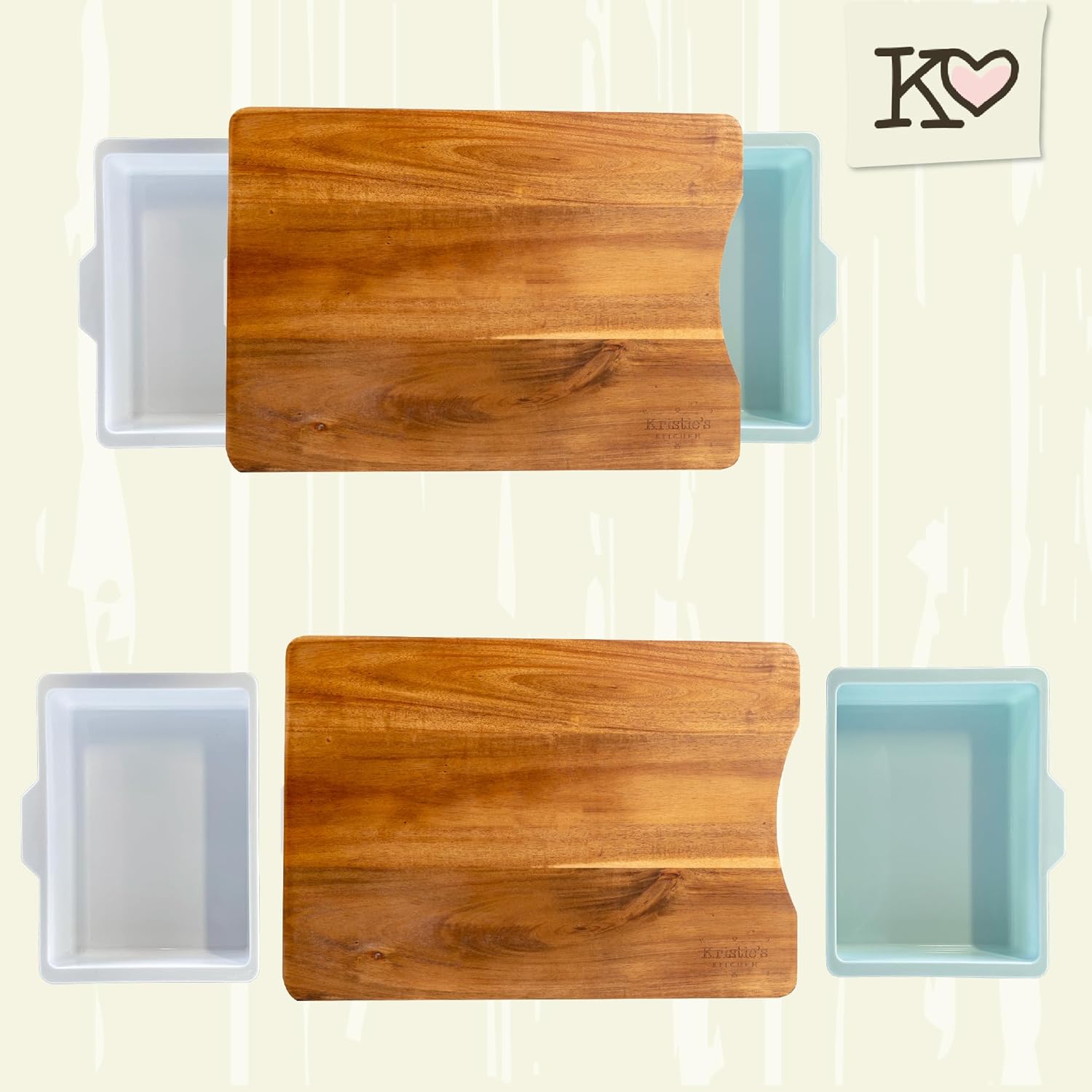 Kristie's Kitchen Wood Cutting Board Meal Prep Station With Pull Out Trays