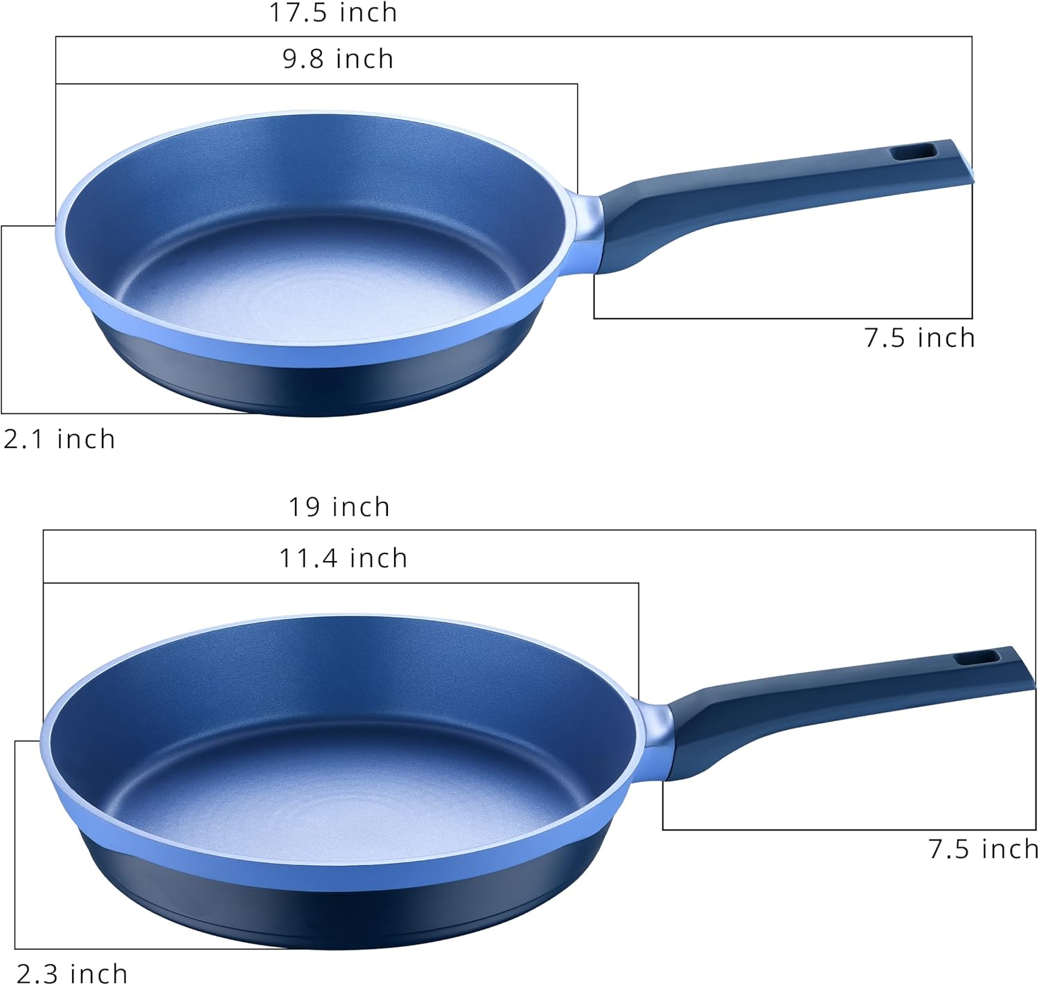 Gastro Diamond by MasterPRO - 2 Pc, 9.5" & 11" Cast Aluminum Fry Pan Set, Blue