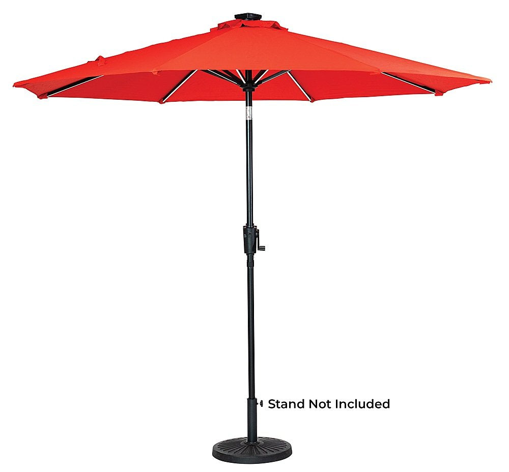 Sun Ray - 9' Round Next Gen Solar Lighted Umbrella - Ruby Red