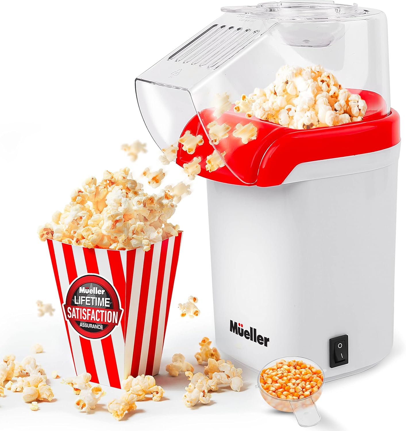 Mueller Ultra Pop, Hot Air Popcorn Popper, Electric Pop Corn Maker, Healthy and Quick Snack, No Oil Needed with Measuring/Butter Cup