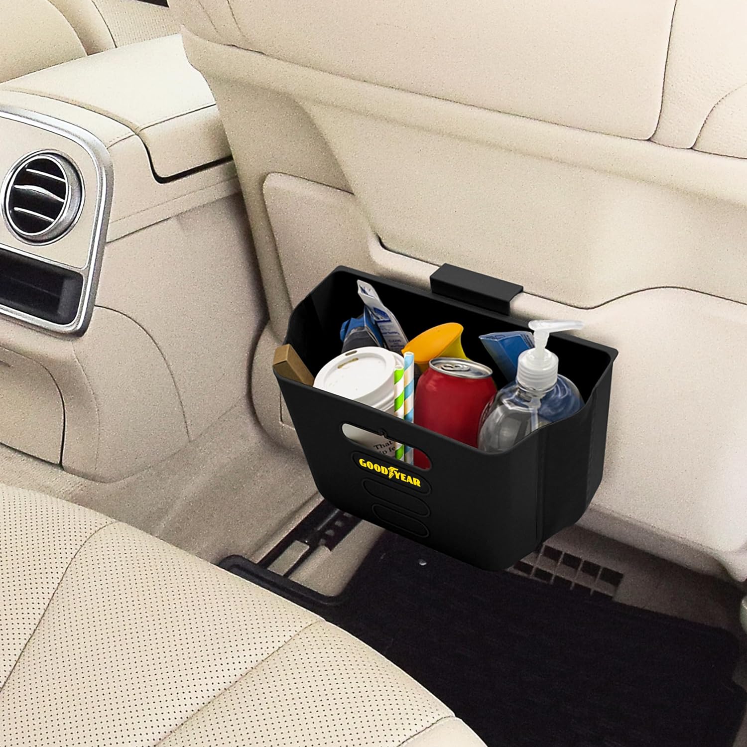 Compact Folding Car Trash Can, Leak Proof, Use Also as Kitchen Cabinet Door Hanging Garbage Bin