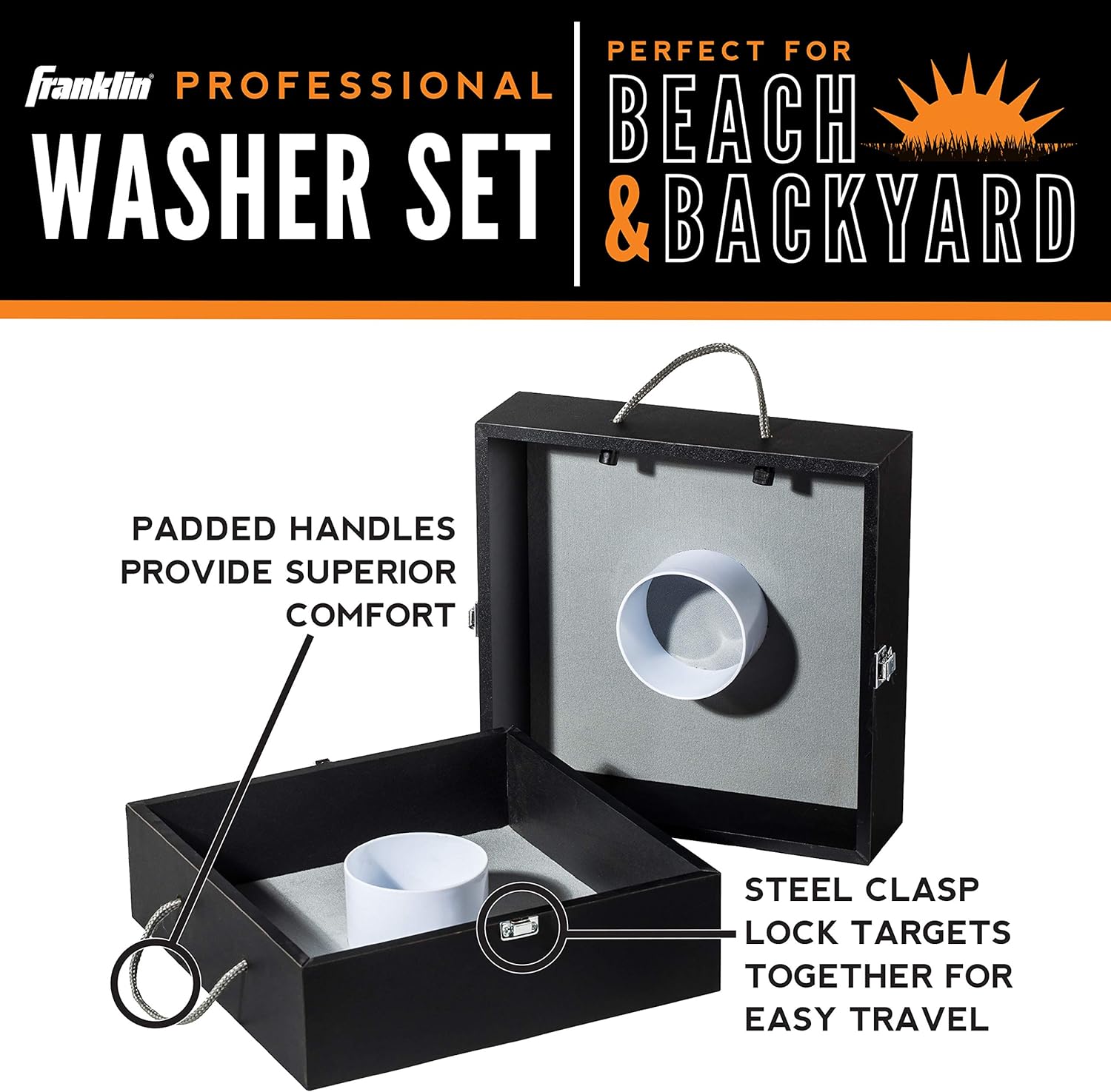 Franklin Sports Washer Toss Set Includes 2 Tournament Size Washer Toss Targets and 6 Steel Washers