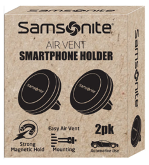 Samsonite 2 Pack Car Phone Holder with Easy Snap Technology, Universal Magnetic Phone Car Mount, Fits Most Air Vents, 4 Metal Plates Included, Fits Most Phones Including iPhone and Samsung