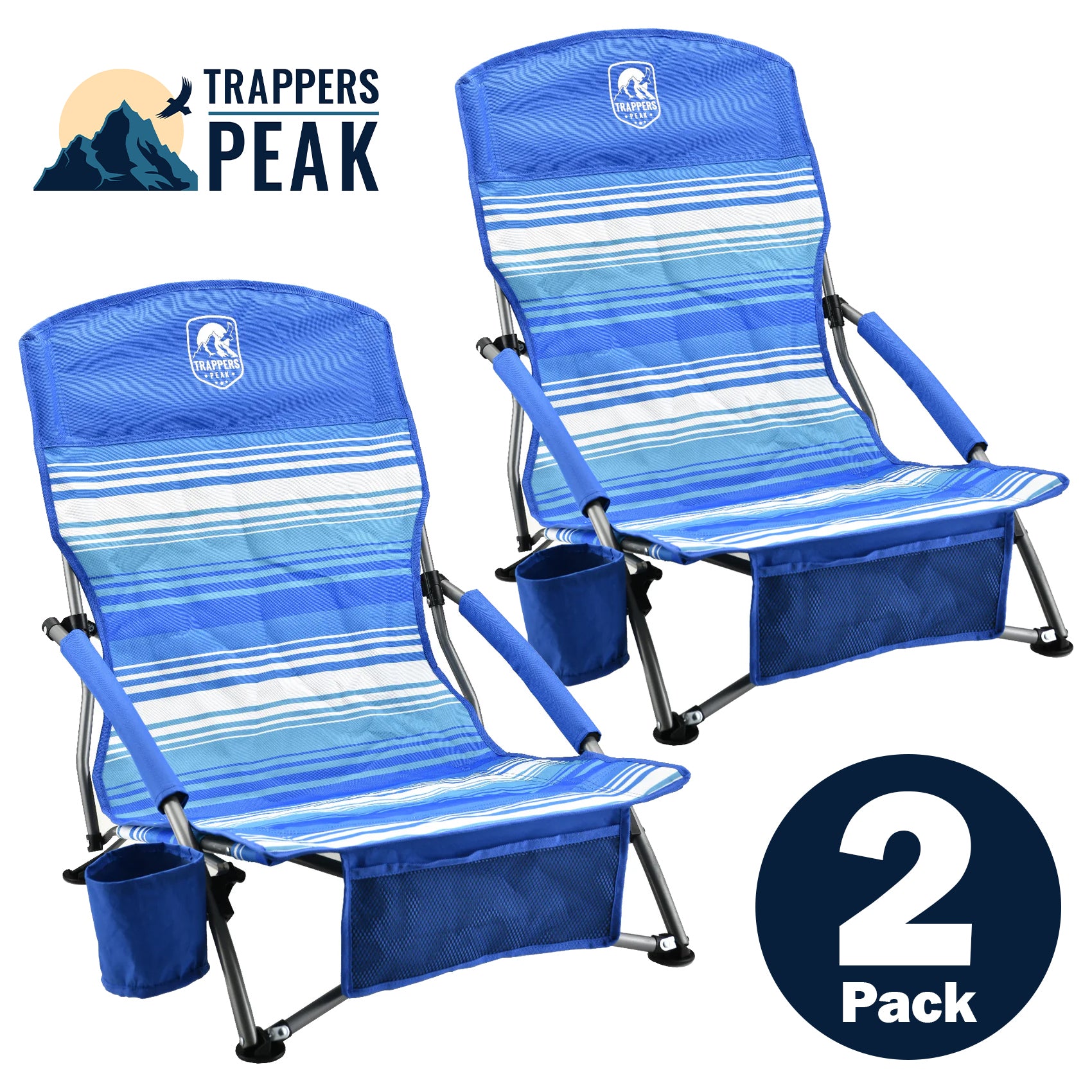 Trappers Peak Low Profile Folding Beach Chair, 2PK