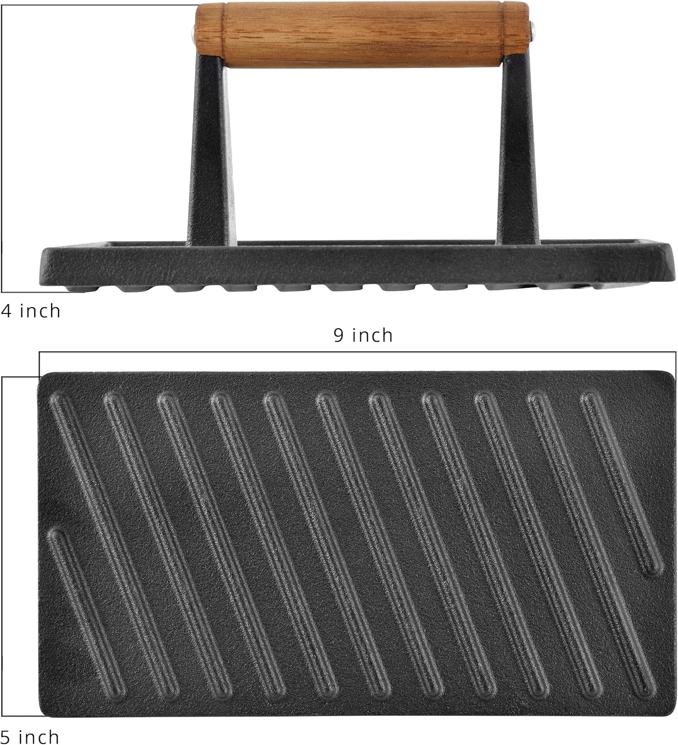 BBQ by MasterPRO - 9" PreSeasoned Cast Iron Grill Press