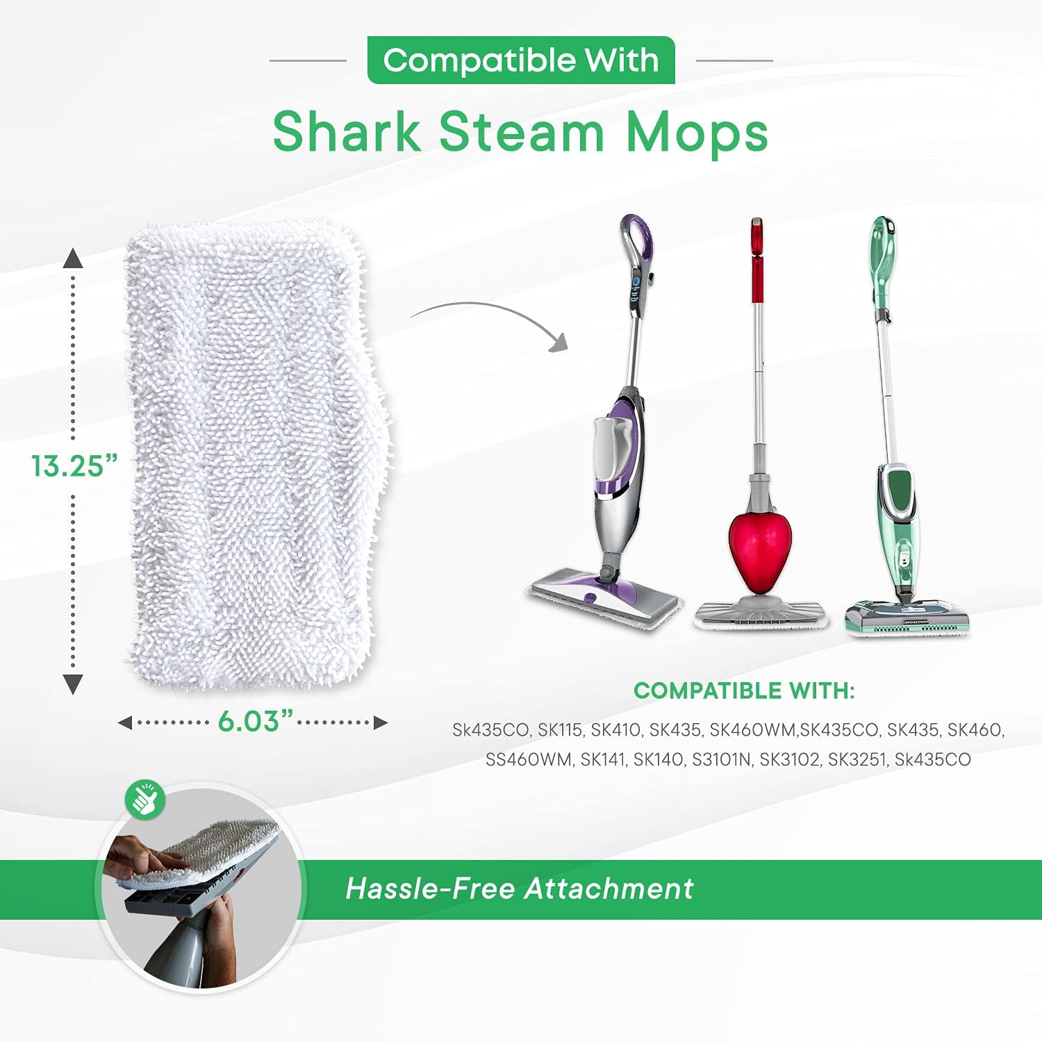 Turbo Microfiber 8-Pack Mop Pads for Shark Steam Mop SK Series & S Series