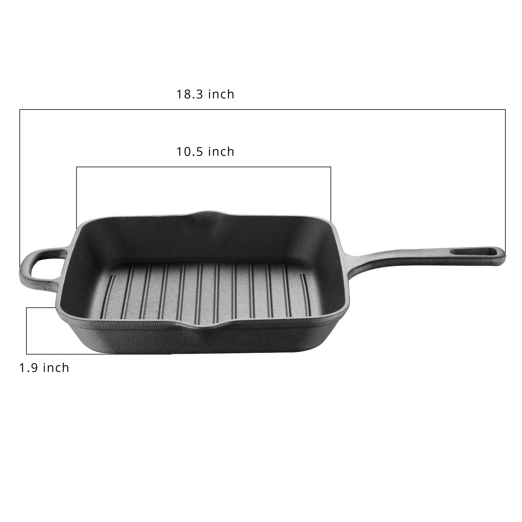 BBQ by MasterPRO - 10" Pre-Seasoned Cast Iron Square Grill Pan