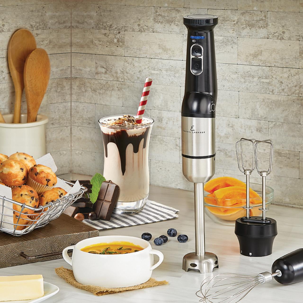 Emeril Lagasse Blender & Beyond Plus Cordless Rechargeable Immersion Blender with Variable Speed & Double Beater