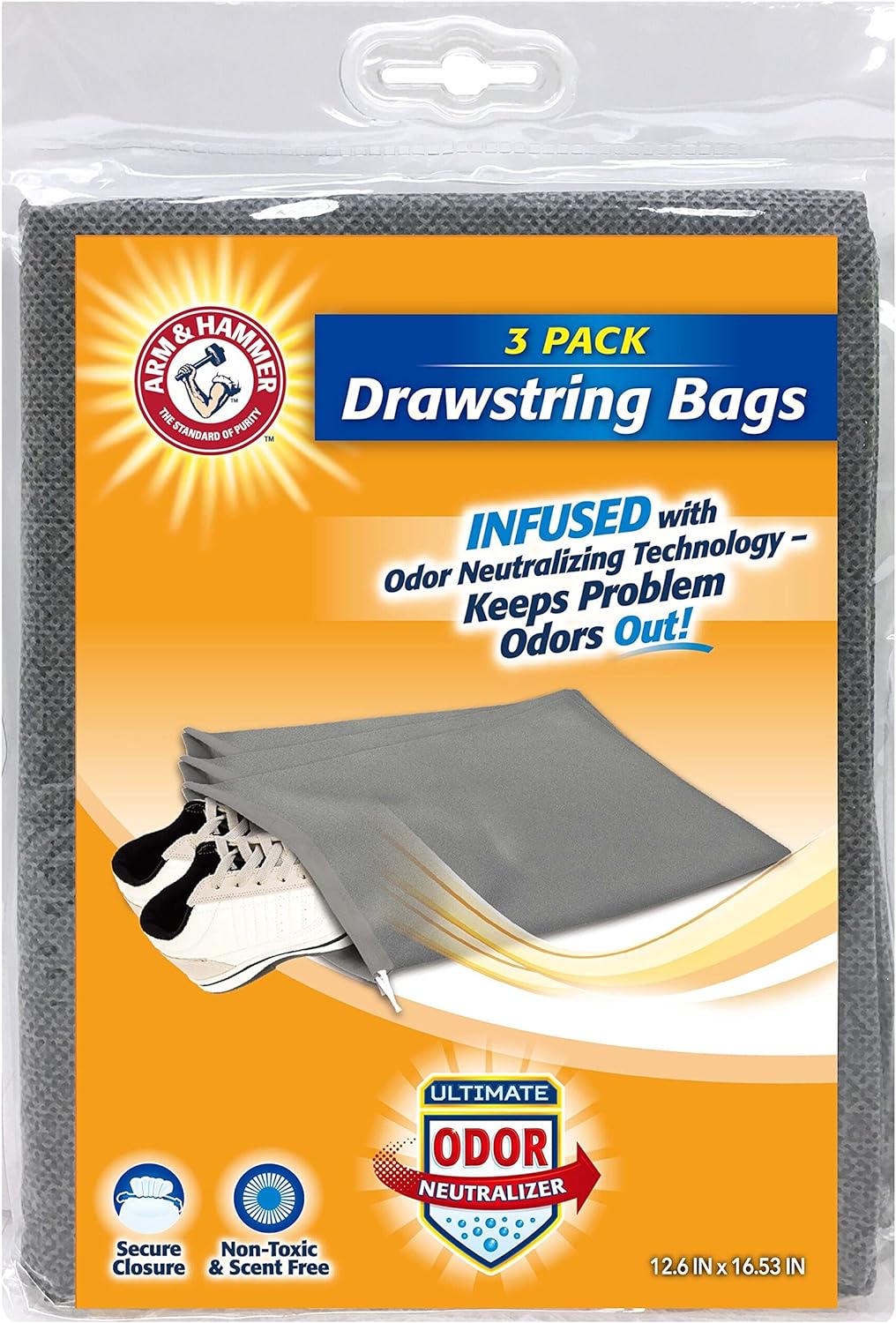 Arm & Hammer Deodorizing Drawstring Bags, 12 Packs of 3 (36 Total)