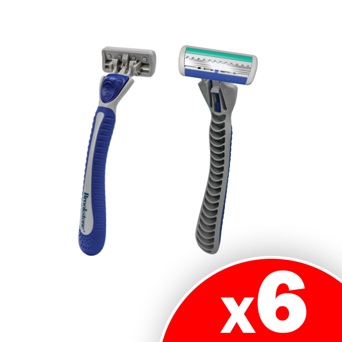 Brookstone Razors with Gray 3 Blade Design, 6 Pack