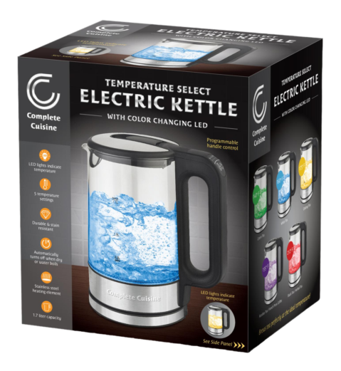 Complete Cuisine Electric Glass Kettle, 1.7L