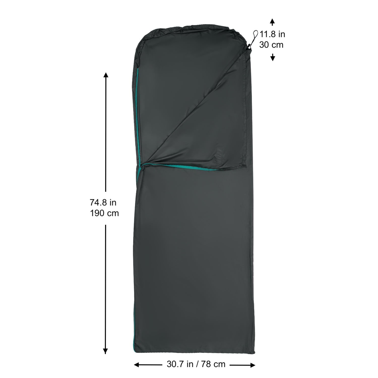 FE Active Soft Polyester Sleeping Bag Liner with Drawstring Hood & Dual Zipper