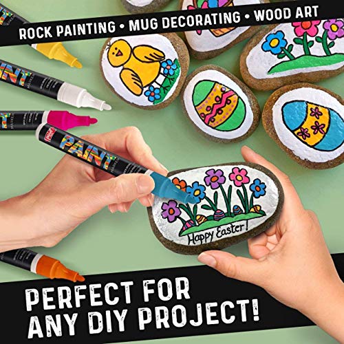 PaintMark Quick-Dry Paint Pens - Write On Anything! Rock, Wood, Glass, Ceramic & More! Low-Odor, Oil-Based, Medium-Tip Paint Markers (15 Pack)