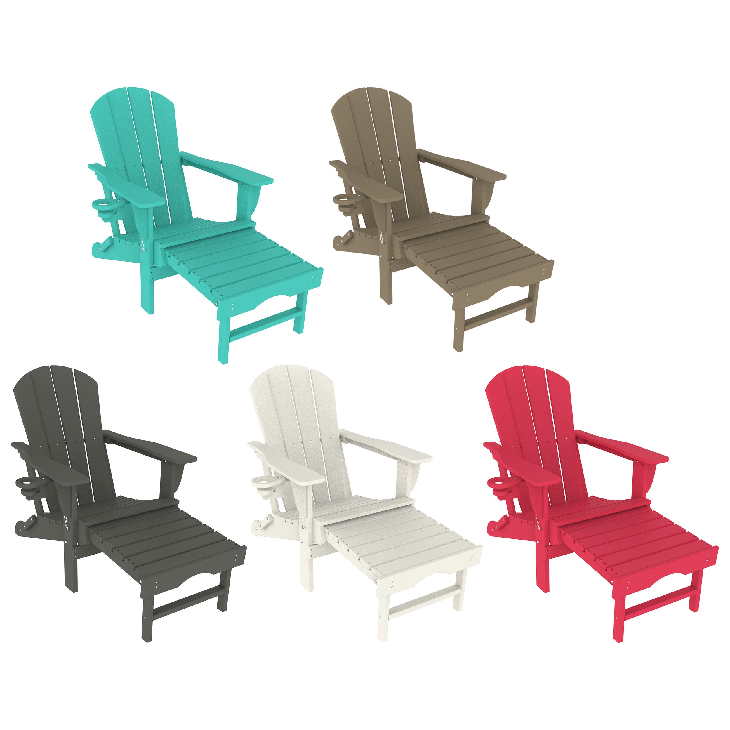 Trappers Peak All-Weather Folding Adirondack Chair w/ Footrest-HDPE