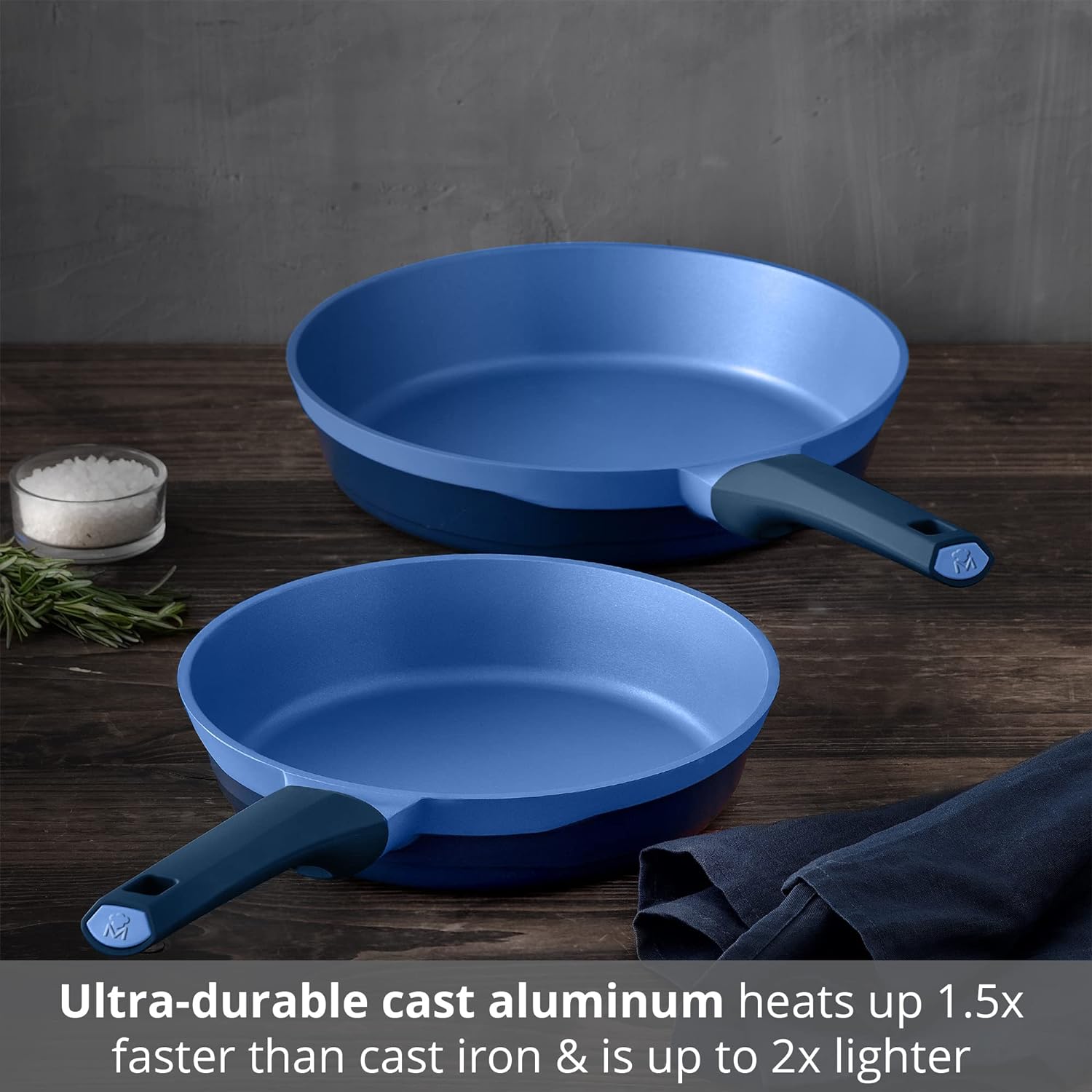 Gastro Diamond by MasterPRO - 2 Pc, 9.5" & 11" Cast Aluminum Fry Pan Set, Blue