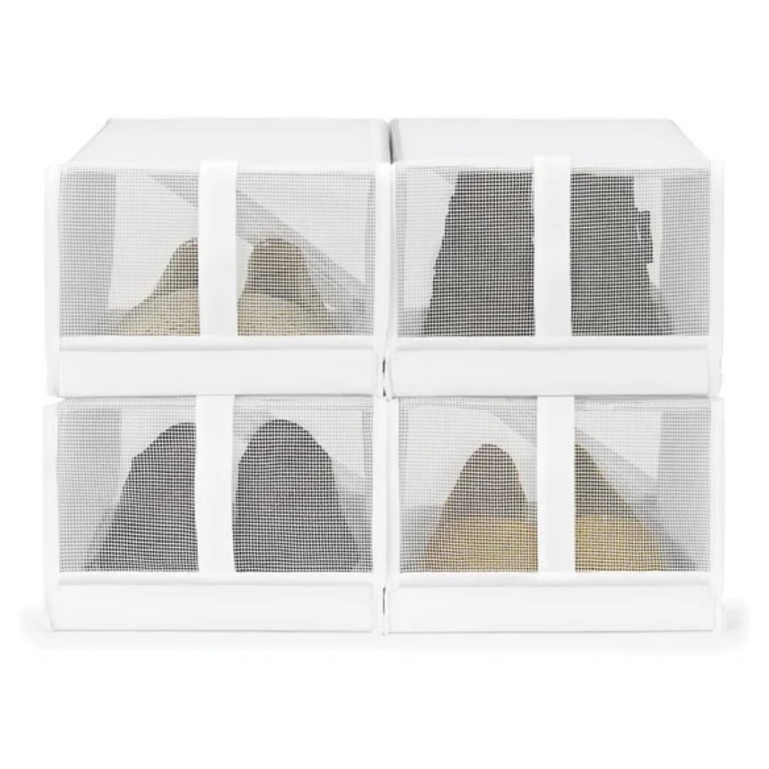 Whitmor White Mesh Shoe Box Set Of 4