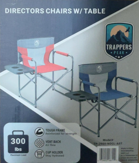 Trappers Peak Directors Camping Chair w/Side Table (3 Blue and 3 Red), 6 Pack