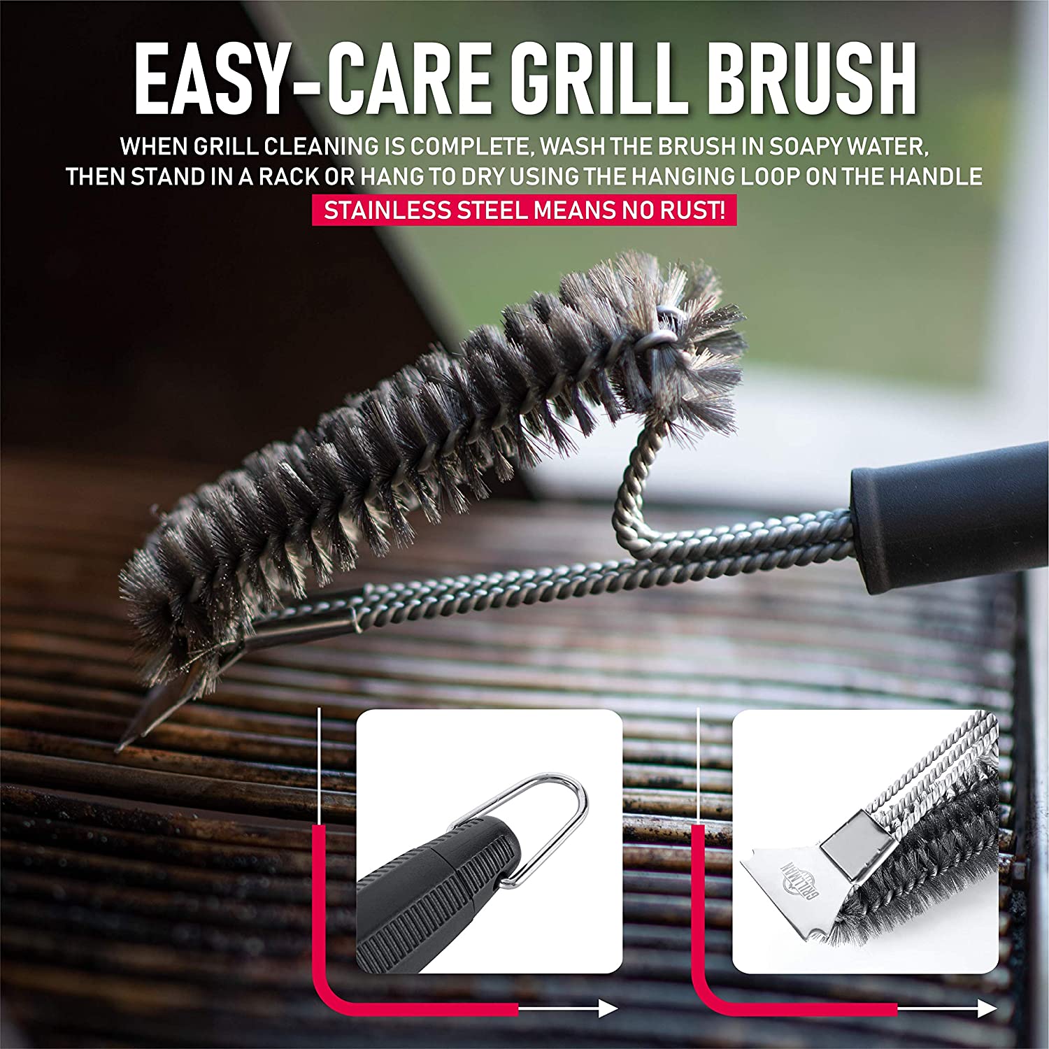 Grillman Cleaning Brush and Scraper - Heavy-Duty Non scratching 18" BBQ Grill Cleaner, Safe Accessories for All Grill Types