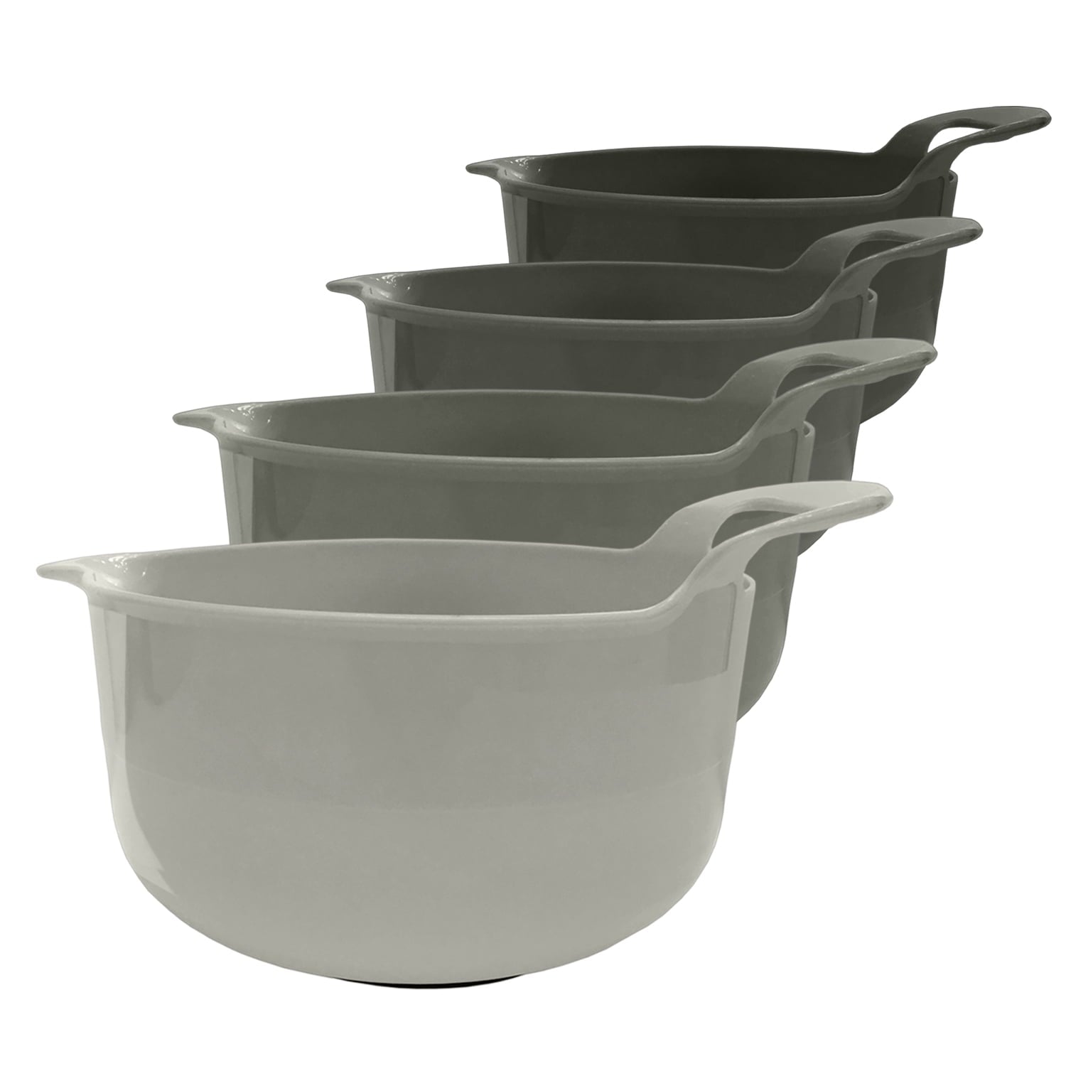 Edge Mixing Bowls 4 Piece Plastic Non-Skid Nesting Bowls with Spouts and Handles, Charcoal