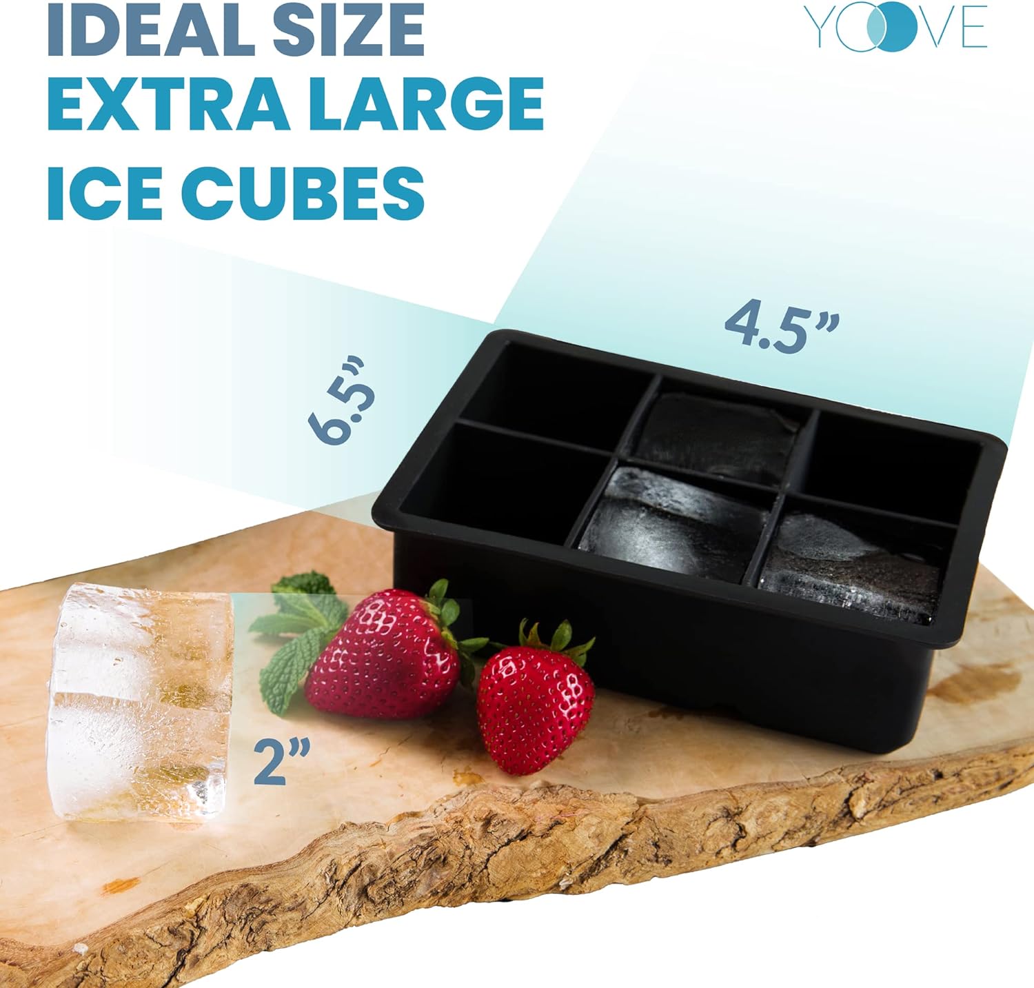 Extra Large Silicone Ice Cube Tray with Lid, 4 Pack