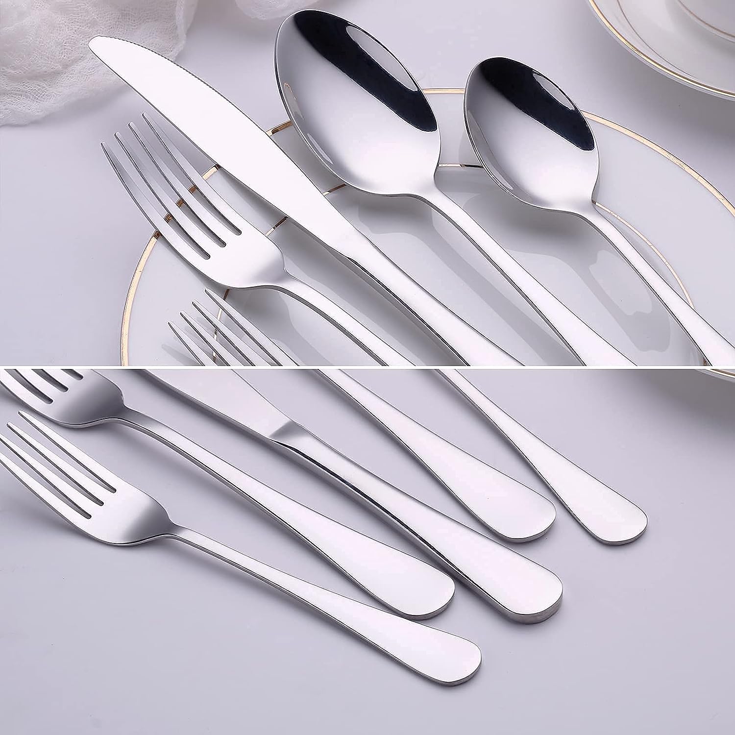 20-Piece Stainless Steel Flatware Set, 8 Pack