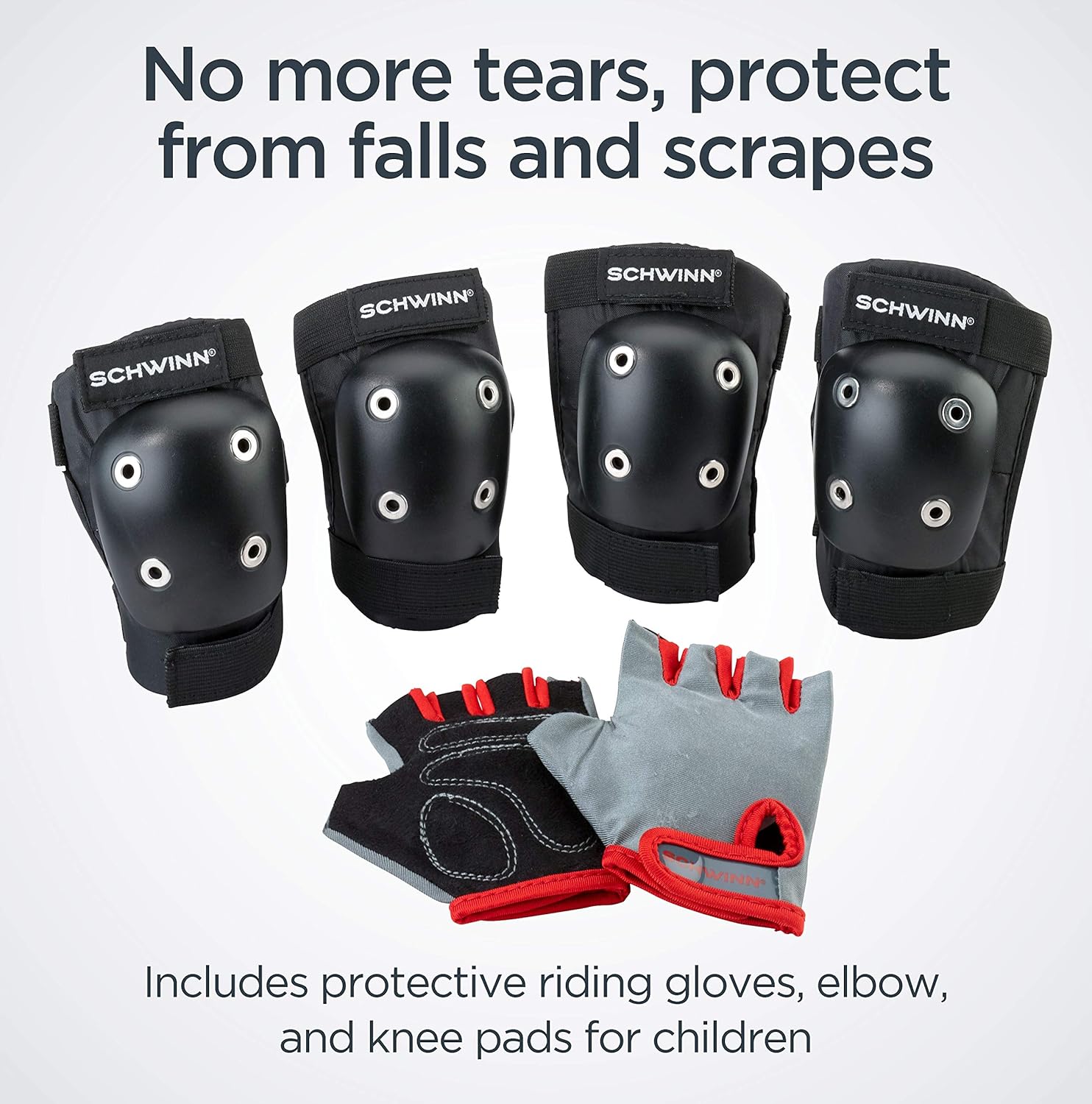 Schwinn Kids Bike Gloves Set, Knee and Elbow Pads, Protective Gear, 6 Pack